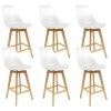 PARSA - Lot De 6 Chaises Hautes Blanches Et Pieds Bois -Vous savez quand c'est un magasin de meubles. chaise 10021413