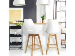 PARSA - Lot De 6 Chaises Hautes Blanches Et Pieds Bois -Vous savez quand c'est un magasin de meubles. chaise 10021419