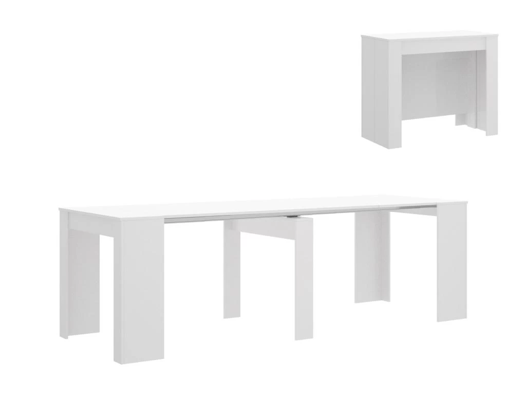 Console Table Extensible ONEGA - 10 Couverts - 4 Rallonges - Coloris : Blanc 4 Console Table Extensible ONEGA - 10 Couverts - 4 Rallonges - Coloris : Blanc – Image 2
