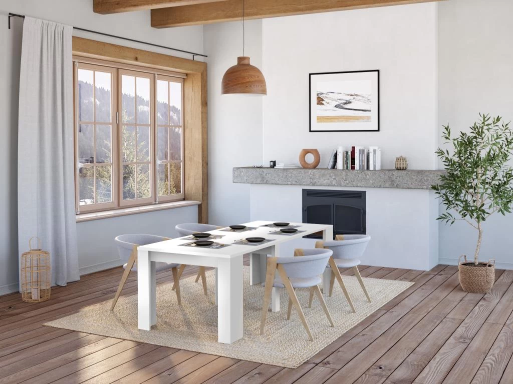 Console Table Extensible ONEGA - 10 Couverts - 4 Rallonges - Coloris : Blanc 11 Console Table Extensible ONEGA - 10 Couverts - 4 Rallonges - Coloris : Blanc – Image 9