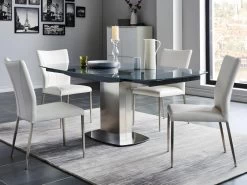 Ensemble Table + 4 Chaises TALICIA - Gris Et Blanc