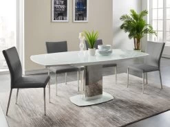 Ensemble Table + 4 Chaises TALICIA - Blanc Et Anthracite