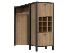 Bar Avec 9 Casiers à Bouteilles Décor Noir Et Effet Chêne - MODE