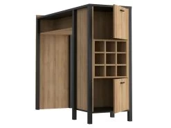 Bar Avec 9 Casiers à Bouteilles Décor Noir Et Effet Chêne - MODE 9 Bar Avec 9 Casiers à Bouteilles Décor Noir Et Effet Chêne - MODE -Vous savez quand c'est un magasin de meubles. meuble de bar 10817653