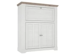 Meuble Bar 115 Cm 1 Abattant 2 Portes Décor Chêne Blanchi - ANGELE