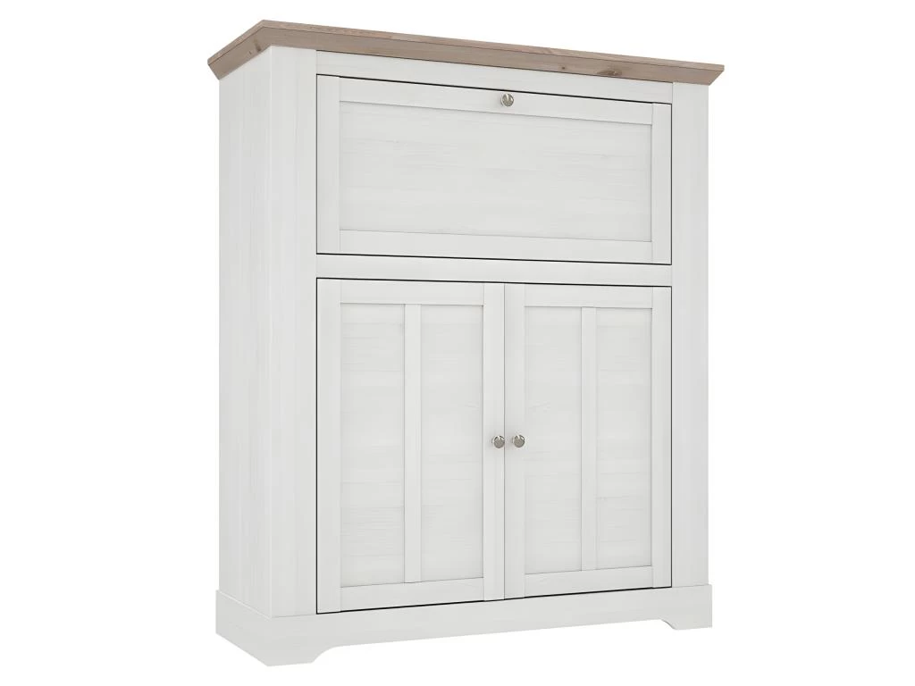 Meuble Bar 115 Cm 1 Abattant 2 Portes Décor Chêne Blanchi - ANGELE 3 Meuble Bar 115 Cm 1 Abattant 2 Portes Décor Chêne Blanchi - ANGELE