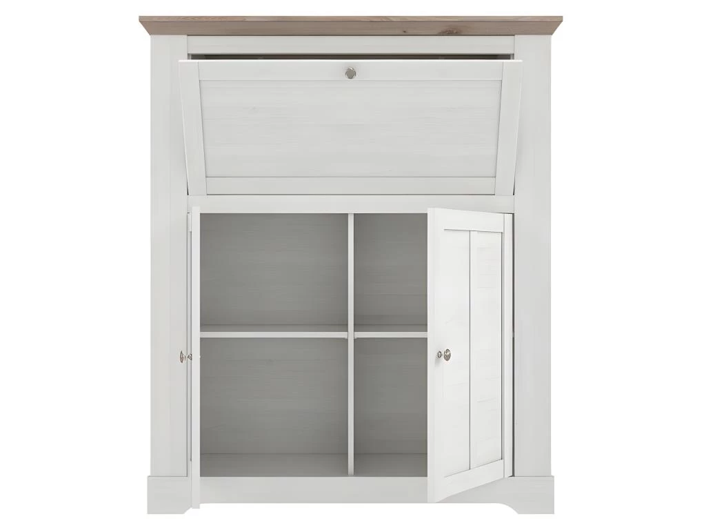 Meuble Bar 115 Cm 1 Abattant 2 Portes Décor Chêne Blanchi - ANGELE 6 Meuble Bar 115 Cm 1 Abattant 2 Portes Décor Chêne Blanchi - ANGELE – Image 4