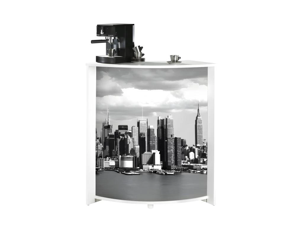 Meuble Comptoir Bar 96 Cm Blanc 3 Niches - Coloris: Manhattan 508 6 Meuble Comptoir Bar 96 Cm Blanc 3 Niches - Coloris: Manhattan 508 – Image 4