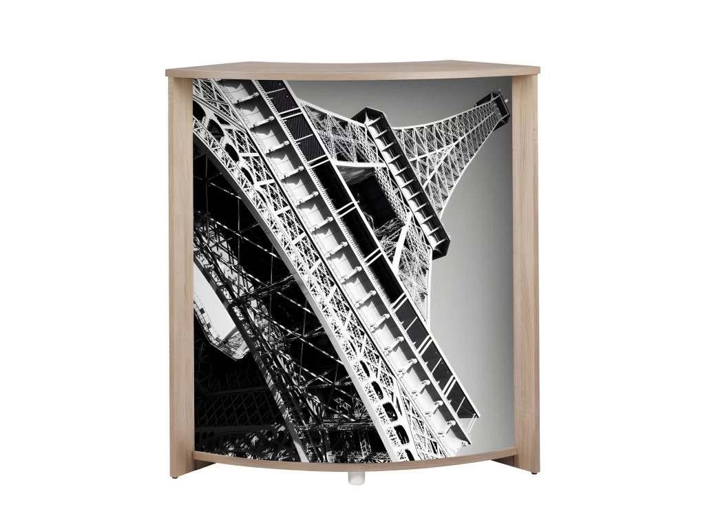 Meuble-Comptoir Bar 96 Cm Chêne 3 Niches - Coloris: Tour Eiffel 750 751 4 Meuble-Comptoir Bar 96 Cm Chêne 3 Niches - Coloris: Tour Eiffel 750 751 – Image 3