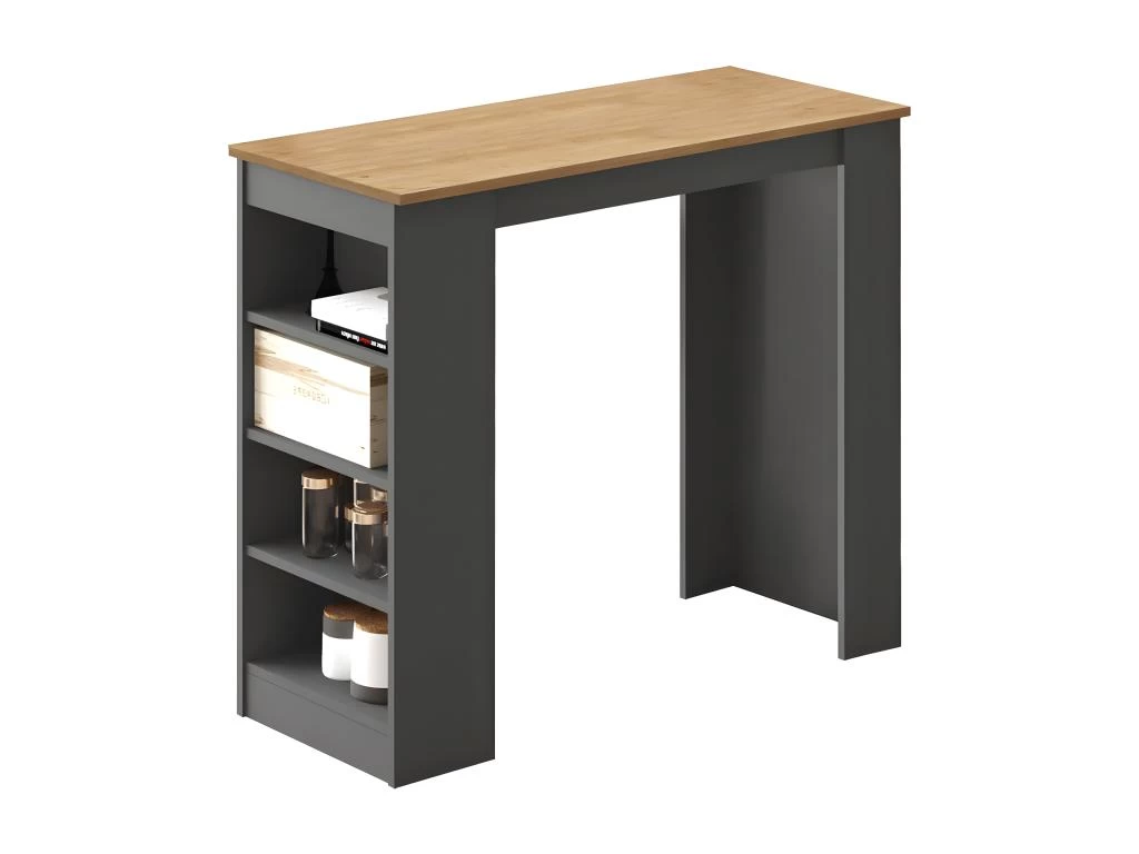 MATCHA - Table Bar à 4 Etagères Coloris Gris Anthracite Et Effet Bois 3 MATCHA - Table Bar à 4 Etagères Coloris Gris Anthracite Et Effet Bois