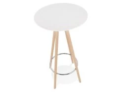 Table De Bar En Bois "Lizon" 110cm Blanc & Naturel -Vous savez quand c'est un magasin de meubles. meuble de bar 14114695