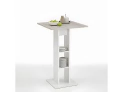 Table De Bar Design "Sanary" 109cm Blanc & Chêne