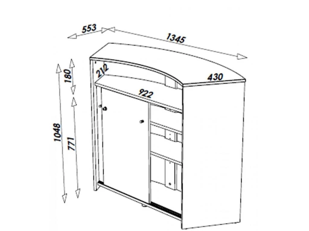 Comptoir D'Accueil 2 Portes Noir 135 Cm - Coloris: Noir 5 Comptoir D'Accueil 2 Portes Noir 135 Cm - Coloris: Noir – Image 3