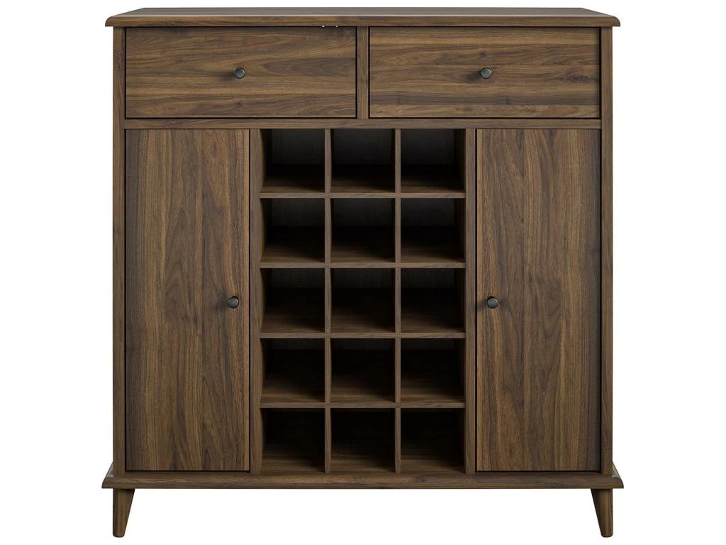 Meuble Bar Avec 2 Portes Et 2 Tiroirs En MDF Noyer 7 Meuble Bar Avec 2 Portes Et 2 Tiroirs En MDF Noyer – Image 5