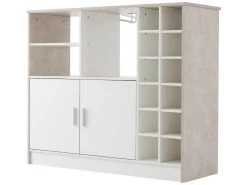 Meuble De Bar - Multifonctionnel - 2 Portes Et Niches - Blanc