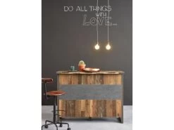 Prip Buffet De Bar Avec 6 Tablettes De Rangement, Style Vieux Bois, Finition Matera. -Vous savez quand c'est un magasin de meubles. meuble de bar 22204541