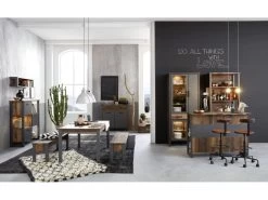 Prip Buffet De Bar Avec 6 Tablettes De Rangement, Style Vieux Bois, Finition Matera. -Vous savez quand c'est un magasin de meubles. meuble de bar 22204543