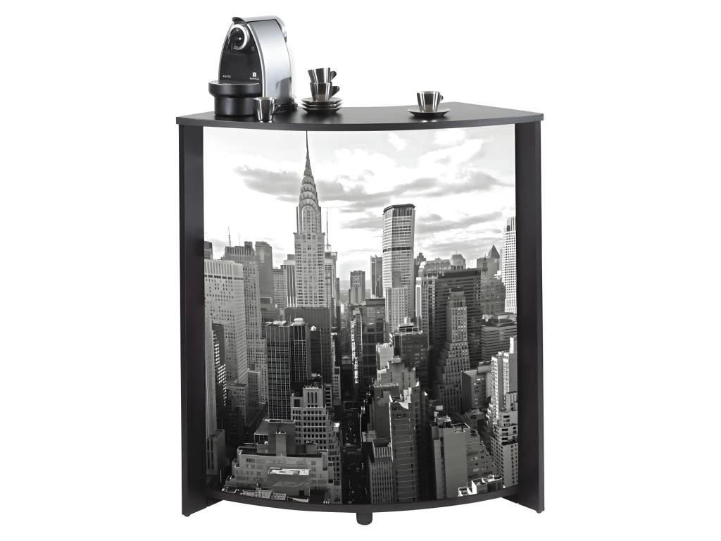 Meuble-Comptoir Bar 96 Cm Noir 3 Niches - Coloris: New York 500 3 Meuble-Comptoir Bar 96 Cm Noir 3 Niches - Coloris: New York 500