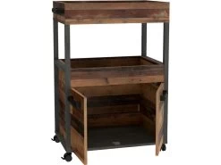 Bar à Roulettes 2 Portes 2 Plateaux Décor Bois Vintage Béton - BENJI -Vous savez quand c'est un magasin de meubles. meuble de bar 9852959