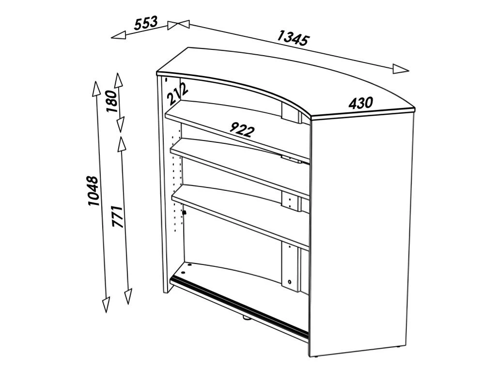 Meuble Bar, Meuble Comptoir Face Noire 135 Cm - Coloris: Blanc 5 Meuble Bar, Meuble Comptoir Face Noire 135 Cm - Coloris: Blanc – Image 3