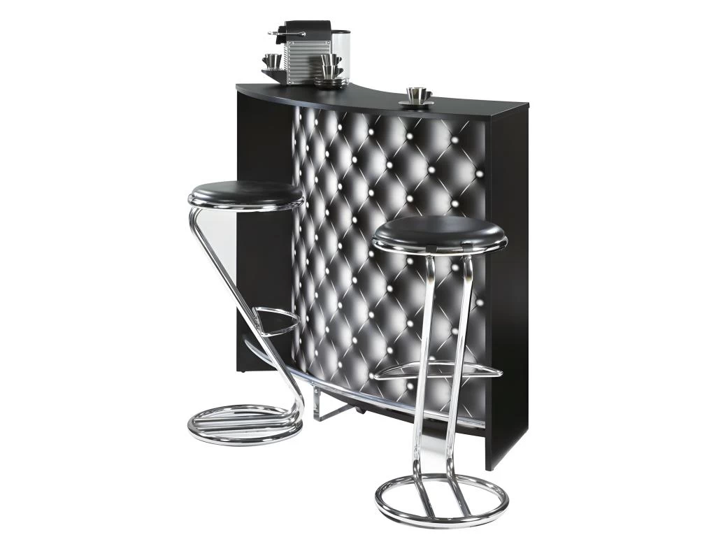 Meuble Bar Comptoir D'Accueil Noir 135 Cm - Coloris: Capitons 911 3 Meuble Bar Comptoir D'Accueil Noir 135 Cm - Coloris: Capitons 911