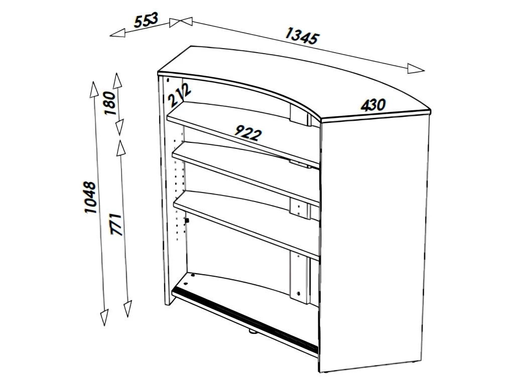 Meuble Bar Comptoir D'Accueil Noir 135 Cm - Coloris: Capitons 911 6 Meuble Bar Comptoir D'Accueil Noir 135 Cm - Coloris: Capitons 911 – Image 4