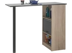 Meuble Rangement De Cuisine ChĂȘne Avec Table - Coloris: Noir