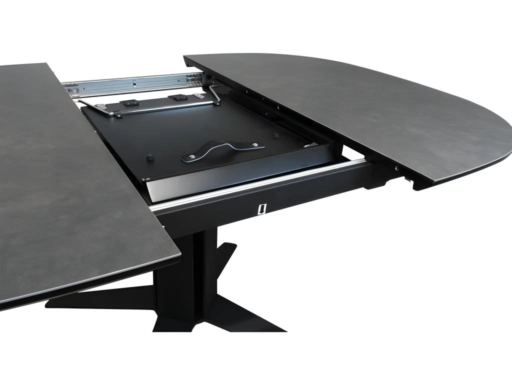 Table De Repas Ovale Extensible D.110/150 Cm En Céramique Gris - DIVA 7 Table De Repas Ovale Extensible D.110/150 Cm En Céramique Gris - DIVA – Image 5
