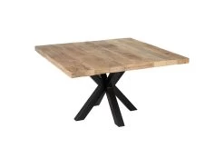 EGUR - Table Repas Carrée 130cm Pieds Métal Et Plateau Bois