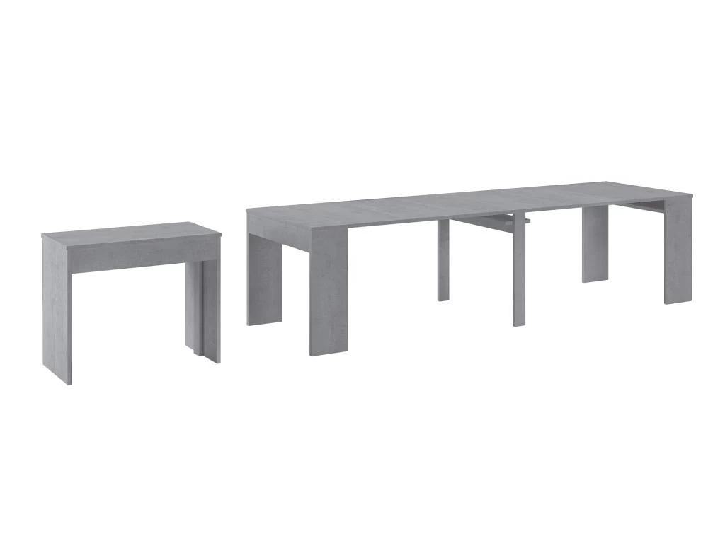 Table Console Extensible Jusqu'a 301 Cm, Finition Couleur CIMENT, Dimensions Fermee : 90x50x78 Cm 3 Table Console Extensible Jusqu'a 301 Cm, Finition Couleur CIMENT, Dimensions Fermee : 90x50x78 Cm