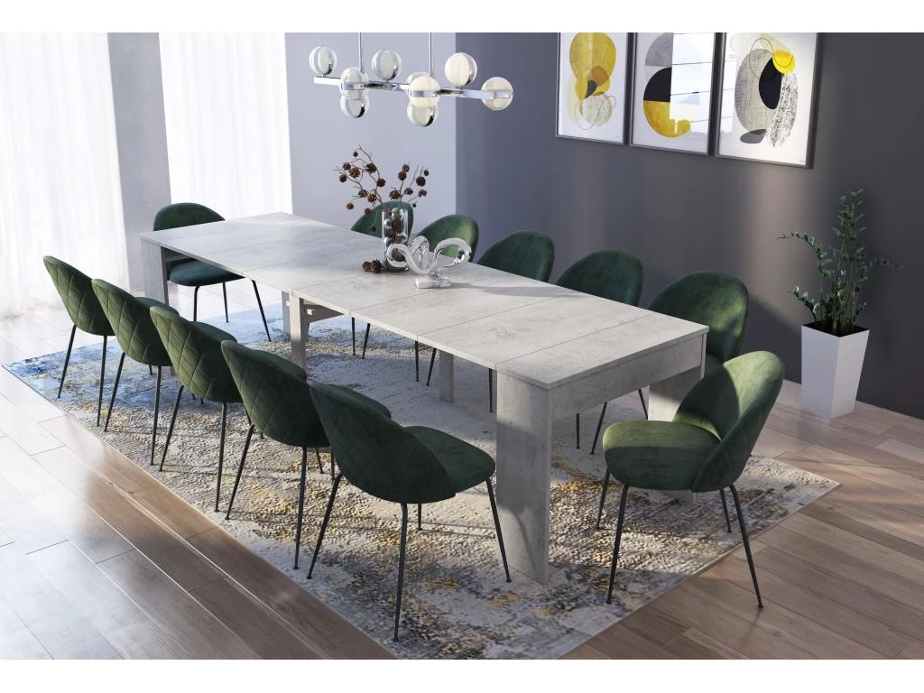 Table Console Extensible Jusqu'a 301 Cm, Finition Couleur CIMENT, Dimensions Fermee : 90x50x78 Cm 4 Table Console Extensible Jusqu'a 301 Cm, Finition Couleur CIMENT, Dimensions Fermee : 90x50x78 Cm – Image 2