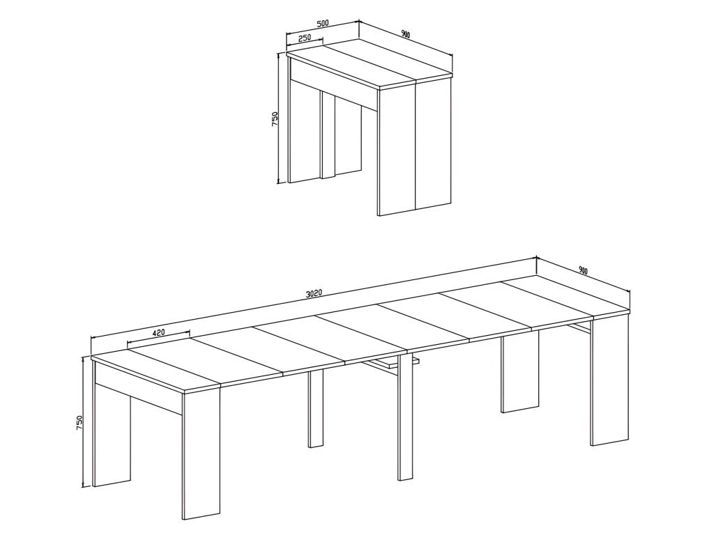 Table Console Extensible Jusqu'a 301 Cm, Finition Couleur CIMENT, Dimensions Fermee : 90x50x78 Cm 6 Table Console Extensible Jusqu'a 301 Cm, Finition Couleur CIMENT, Dimensions Fermee : 90x50x78 Cm – Image 4