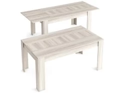 Table De Salle A Manger De 140cm Extensible 200cm, Couleur Shamal, 90.4x140.4/200.4x76.1cm