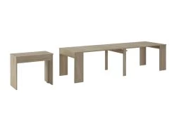 Table Console Extensible Avec Rallonges, Jusqu'a 300 Cm, Chene Clair Brosse.