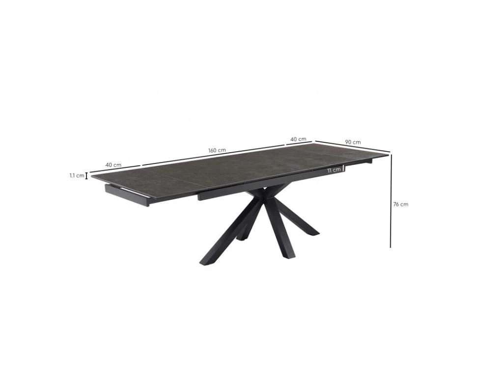 Table Extensible 160/240 Cm Céramique Gris Foncé Pied Croix - UTAH 04 6 Table Extensible 160/240 Cm Céramique Gris Foncé Pied Croix - UTAH 04 – Image 4