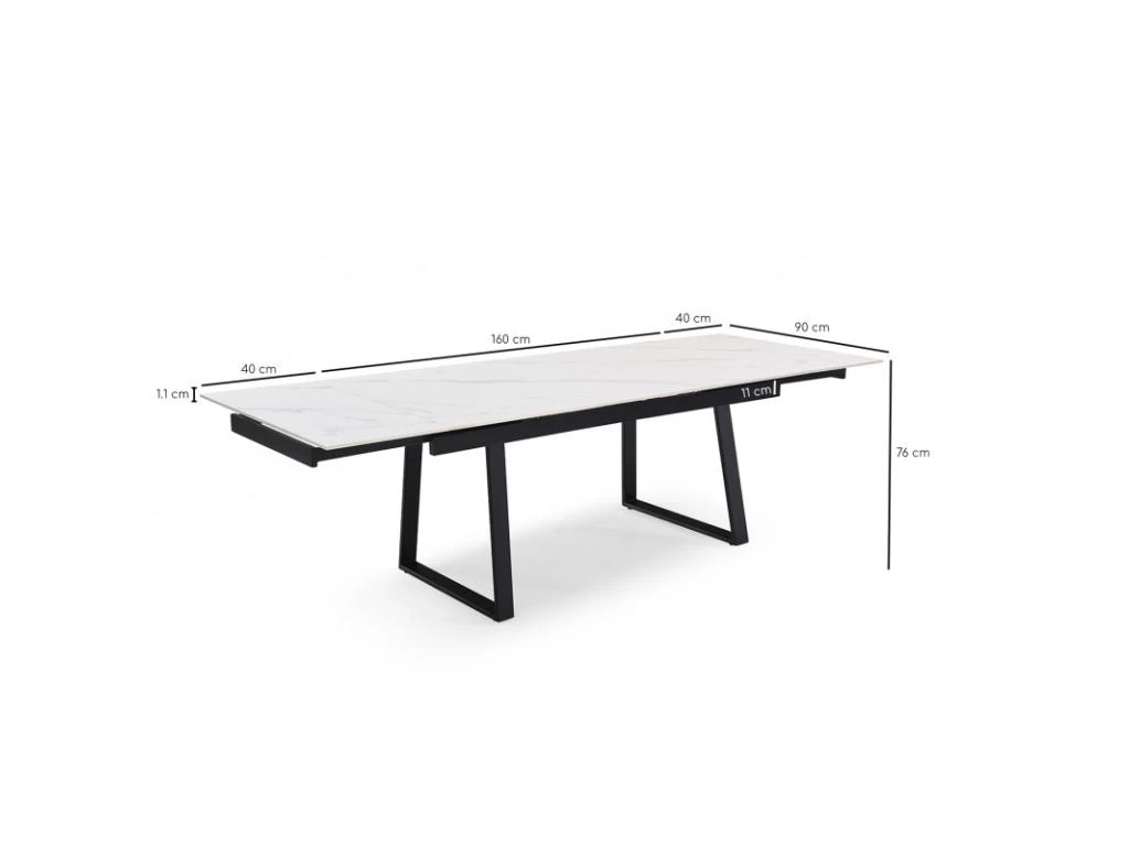 Table Extensible 160/240 Cm Céramique Blanc Marbré Pied Luge - NEVADA 02 6 Table Extensible 160/240 Cm Céramique Blanc Marbré Pied Luge - NEVADA 02 – Image 4