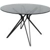 Table Ronde D.120 Cm Avec Plateau En Verre Fumé Pied Métal - VIKO