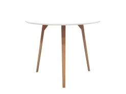 Table De Repas Ronde Et Blanche Avec Piètement En Bois D90 Cm - SWEETY