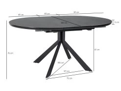 Table Ronde Extensible 120/160 Cm Céramique Gris Anthracite - HARDY -Vous savez quand c'est un magasin de meubles. table a manger 10346565