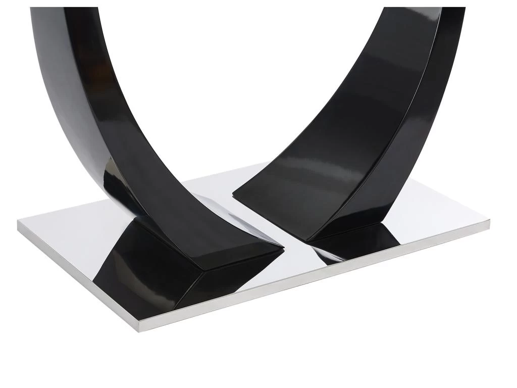 Table à Manger 8 Couverts En Verre Trempé, MDF Et Acier Inoxydable - Noir - MEZZO II 9 Table à Manger 8 Couverts En Verre Trempé, MDF Et Acier Inoxydable - Noir - MEZZO II – Image 7