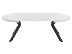 Table à Manger Extensible 4 à 8 Couverts En MDF Et Acier - Blanc Laqué Et Noir - KOMONI -Vous savez quand c'est un magasin de meubles. table a manger 11237471