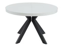 Table à Manger Extensible 4 à 8 Couverts En MDF Et Acier - Blanc Laqué Et Noir - KOMONI -Vous savez quand c'est un magasin de meubles. table a manger 11237473