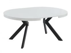 Table à Manger Extensible 4 à 8 Couverts En MDF Et Acier - Blanc Laqué Et Noir - KOMONI -Vous savez quand c'est un magasin de meubles. table a manger 11237477