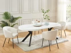 Table à Manger Extensible 4 à 8 Couverts En MDF Et Acier - Blanc Laqué Et Noir - KOMONI -Vous savez quand c'est un magasin de meubles. table a manger 11237485