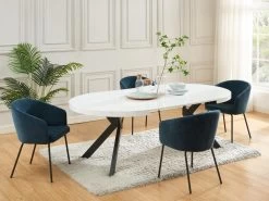Table à Manger Extensible 4 à 8 Couverts En MDF Et Acier - Blanc Laqué Et Noir - KOMONI -Vous savez quand c'est un magasin de meubles. table a manger 11237489