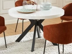 Table à Manger Extensible 4 à 8 Couverts En MDF Et Acier - Blanc Laqué Et Noir - KOMONI -Vous savez quand c'est un magasin de meubles. table a manger 11237515