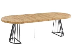 Table à Manger Extensible 2 à 12 Couverts En MDF Et Acier - Naturel Et Noir - FIRELA -Vous savez quand c'est un magasin de meubles. table a manger 11577089