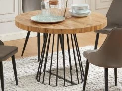 Table à Manger Extensible 2 à 12 Couverts En MDF Et Acier - Naturel Et Noir - FIRELA -Vous savez quand c'est un magasin de meubles. table a manger 11577115