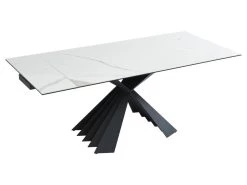 Table à Manger Extensible 4 à 8 Couverts En Céramique Et Métal - Effet Marbre Blanc Et Noir - BEKIM De Pascal MORABITO -Vous savez quand c'est un magasin de meubles. table a manger 12496227