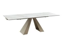 Table à Manger Extensible 6 à 10 Couverts En Céramique Et Métal - Effet Marbre Blanc Et Beige - LOZIPA De Pascal MORABITO -Vous savez quand c'est un magasin de meubles. table a manger 12496461